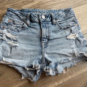 American Eagle Outfitters Light Blue Distressed Denim Shorts